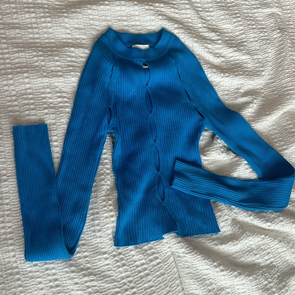 H&M ribbed blue long sleeve